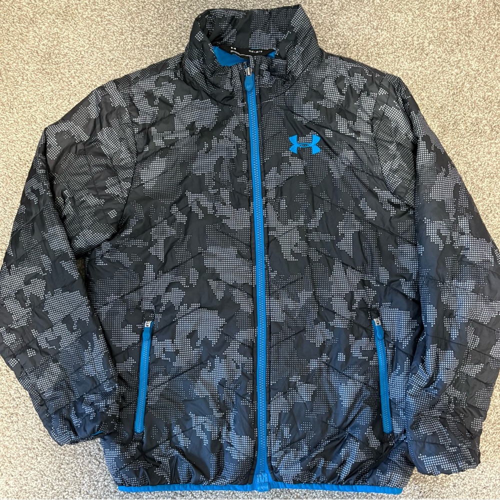 Under Armour Black‎ and Blue ColdGear Light Puffer Spring Jacket Boys Size Large